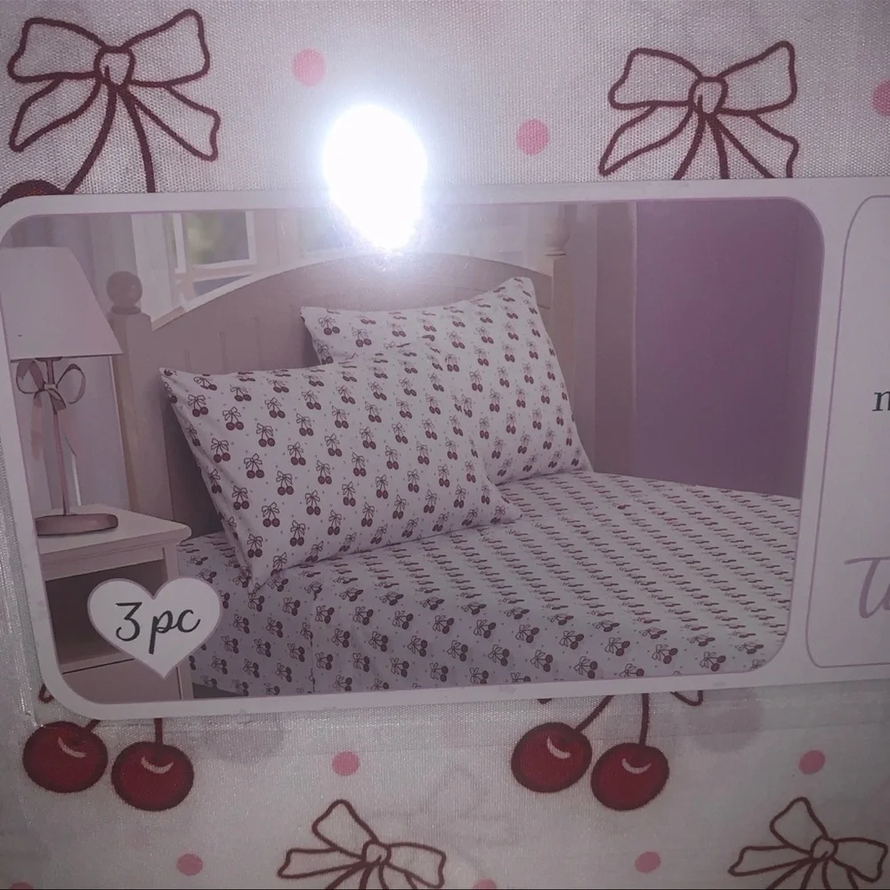 Nanette Lepore Cherry Bows TWIN Sheet Set 3 pc
